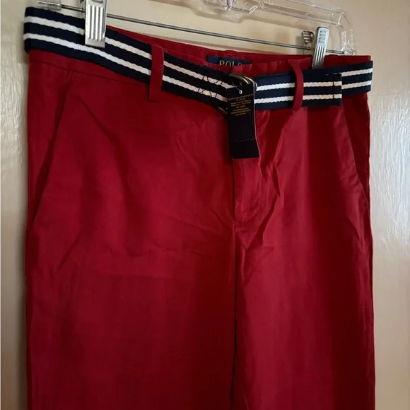 Polo by Ralph Lauren: Women’s Red Pants w/ Navy Belt - Picture 2 of 4